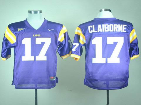 NEW LSU Tigers Morris Claiborne 17 Purple College Football Jerseys