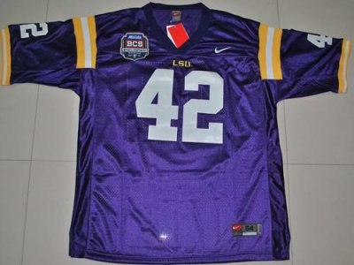 lsu tigers #42 michael ford purple 2012 bcs championship patch embroidered ncaa jersey