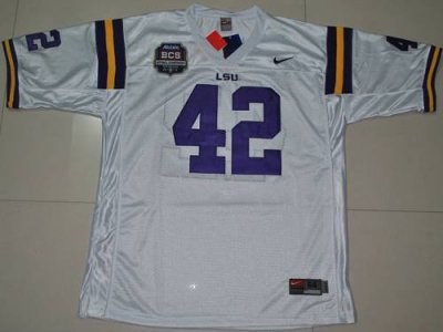 lsu tigers #42 michael ford white 2012 bcs championship patch embroidered ncaa jersey