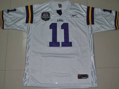 lsu tigers #11 spencer ware white 2012 bcs championship patch embroidered ncaa jersey