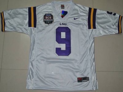 lsu tigers #9 jordan jefferson 2012 bcs championship patch embroidered ncaa jersey