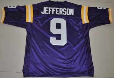 lsu tigers #9 jordan jefferson purple embroidered ncaa jersey