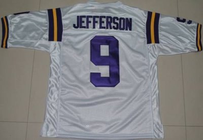 lsu tigers #9 jordan jefferson white embroidered ncaa jersey