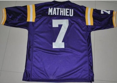 lsu tigers #7 tyrann mathieu purple embroidered ncaa jersey