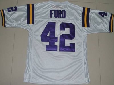 lsu tigers #42 michael ford white embroidered ncaa jersey