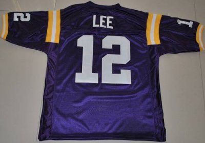 lsu tigers #12 jarrett lee purple embroidered ncaa jersey