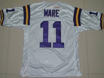 lsu tigers #11 spencer ware white embroidered ncaa jersey