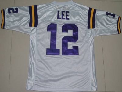 lsu tigers #12 jarrett lee white embroidered ncaa jersey