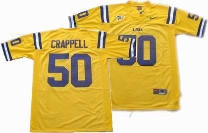 ncaa lsu tigers 50 crappell yellow jerseys