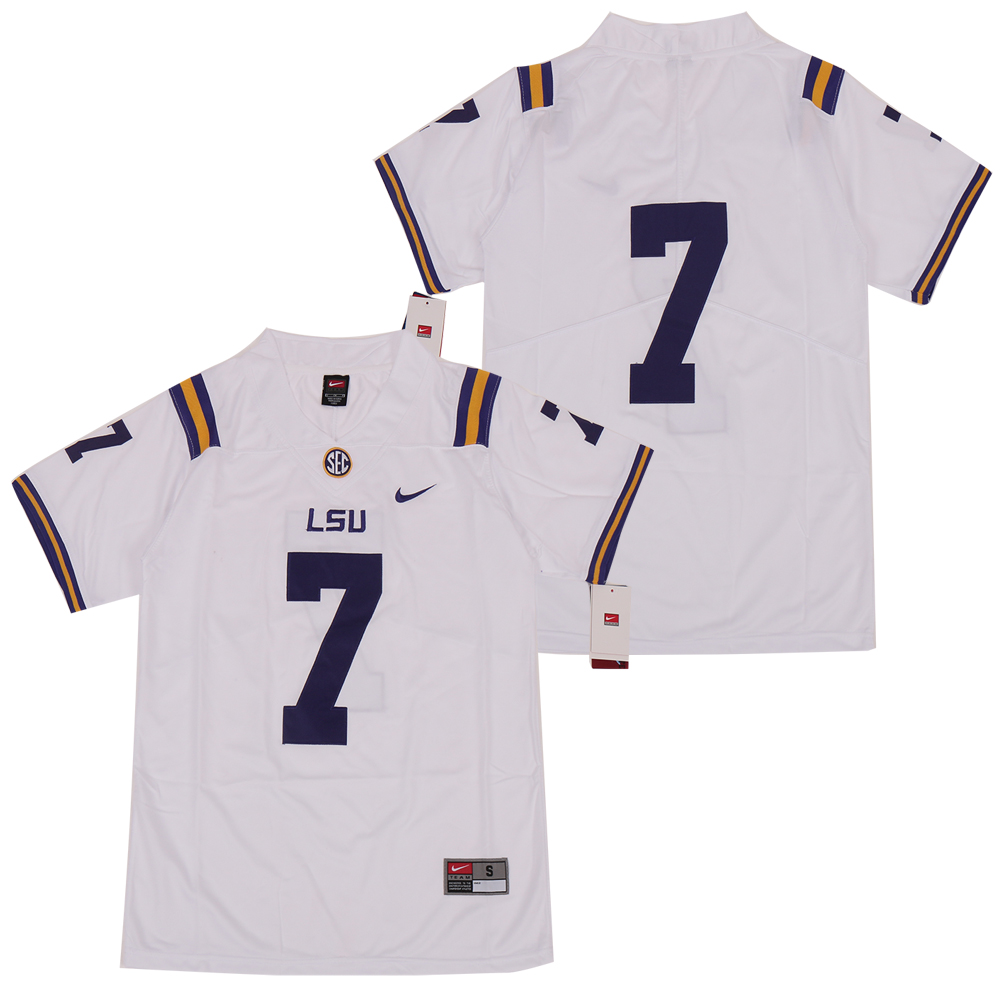 LSU Tigers #7 White Nike College Football Jersey