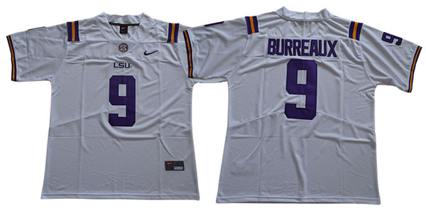 LSU Tigers 9 Joe Burreaux White Nike College Football Jersey