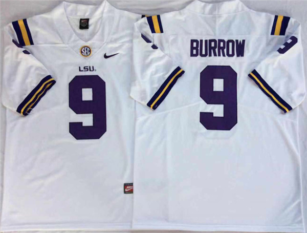 LSU Tigers 9 Joe Burrow White Nike College Football Jersey