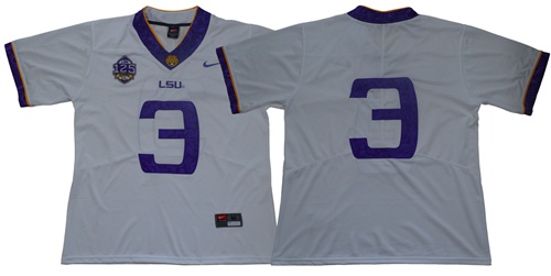 LSU Tigers #3 Odell Beckham Jr White 125 Seasons Limited Stitched NCAA Jersey