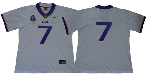 LSU Tigers #7 White 125 Seasons Limited Stitched NCAA Jersey