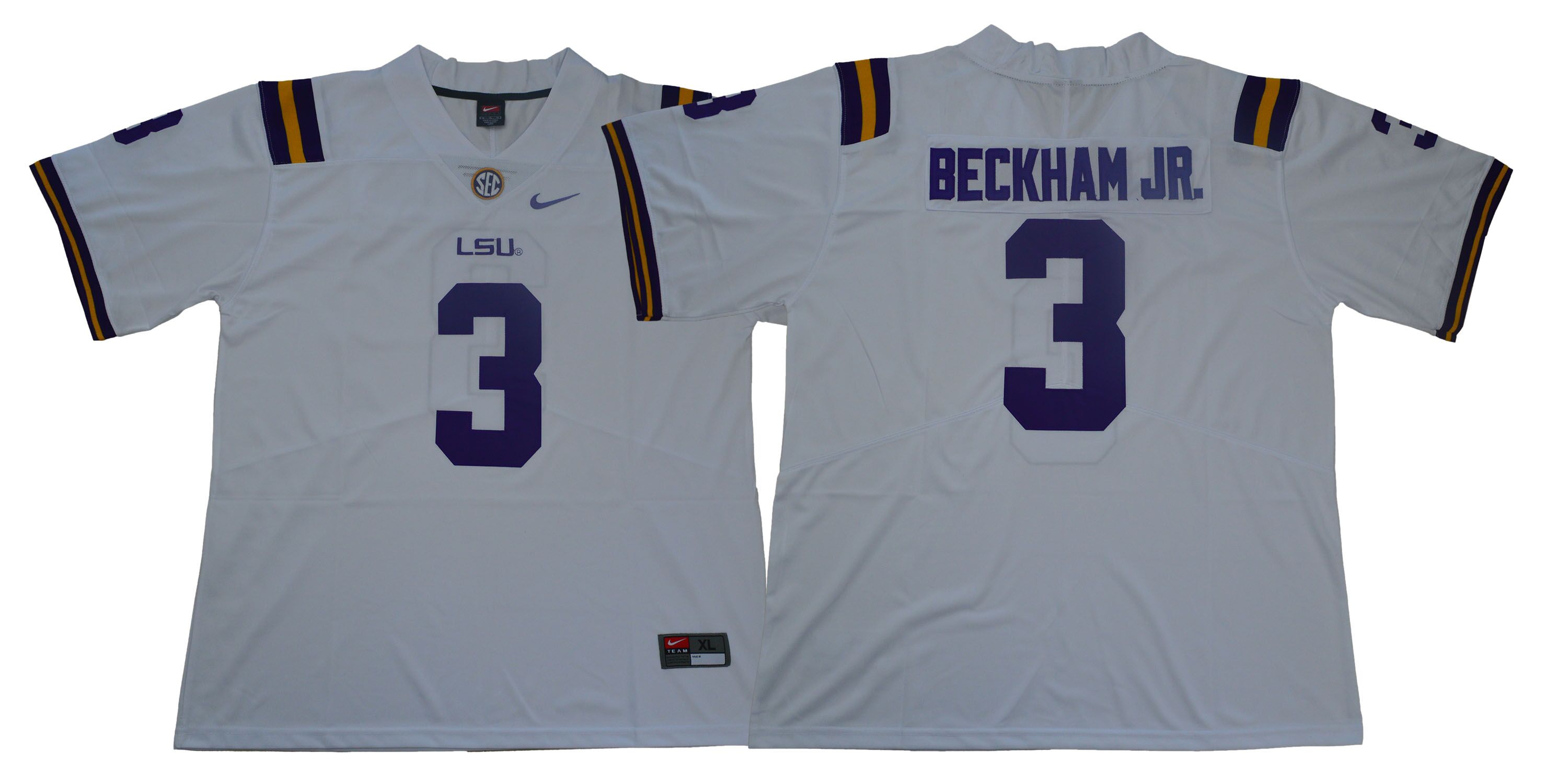 LSU Tigers 3 Odell Beckham Jr. White Nike College Football Jersey