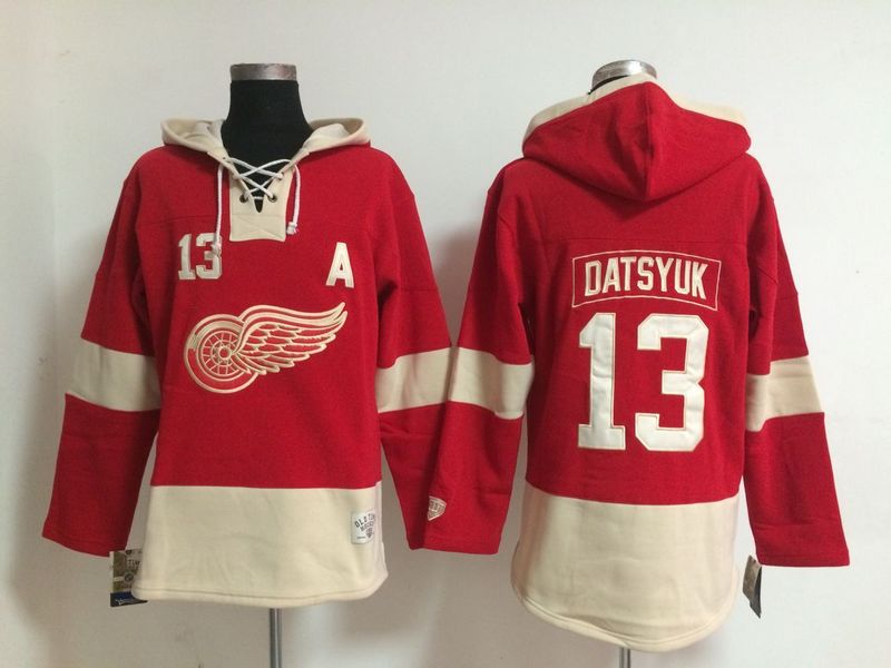Red Wings #13 Pavel Datsyuk Red Stitched NHL Hoodie