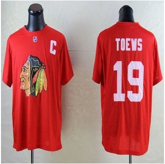 NHL Chicago Blackhawks #19 Jonathan Toews Red T-Shirt
