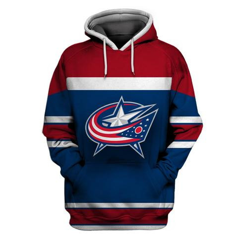 Blue Jackets Blue Wine All Stitched Hooded Sweatshirt
