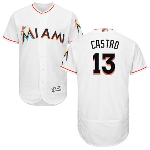 marlins #13 Starlin Castro White Flexbase Authentic Collection Stitched MLB Jersey marlins #13 Starlin Castro White Flexbase Authentic Collection Stitched MLB Jersey