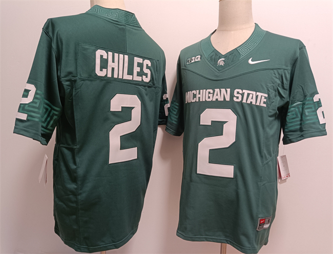 Men's Michigan State Spartans #2 Aidan Chiles Green F.U.S.E. Stitched Football Jersey