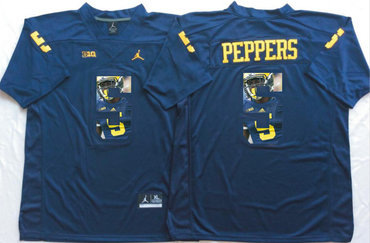 Michigan Wolverines 5 Jabrill Peppers Navy Portrait Number College Jersey