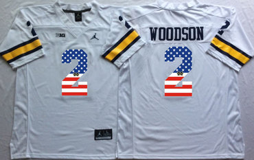 Michigan Wolverines 2 Charles Woodson White USA Flag College Jersey