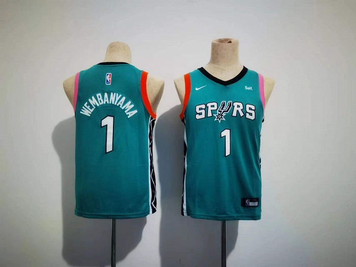 Youth San Antonio Spurs #1 Victor Wembanyama Teal City Edition Stitched Jersey