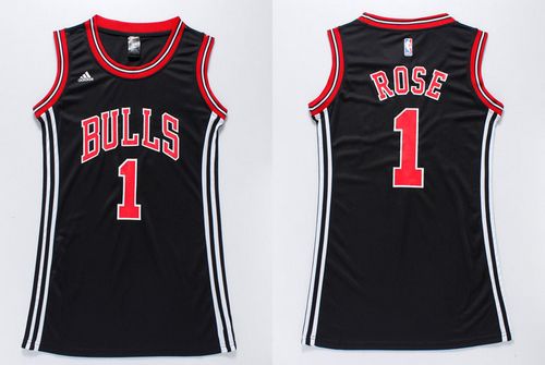 Bulls #1 Derrick Rose Black Women's Dress Stitched NBA Jersey Bulls #1 Derrick Rose Black Women's Dress Stitched NBA Jersey