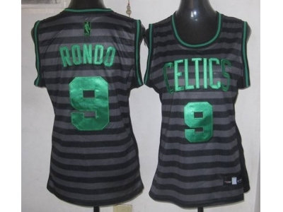 Women NBA Boston Celtics #9 Rondo grey(black strip) Women NBA Boston Celtics #9 Rondo grey(black strip)