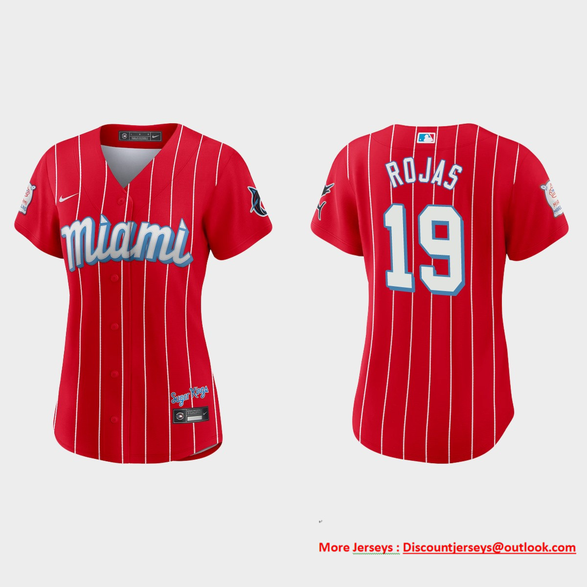 Miami Marlins #19 Miguel Rojas Women's Nike 2021 City Connect Authentic MLB Jersey Red