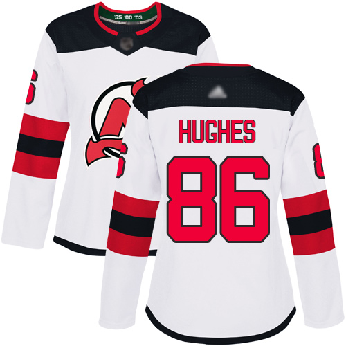Devils #86 Jack Hughes White Road Authentic Women's Stitched Hockey Jersey Devils #86 Jack Hughes White Road Authentic Women's Stitched Hockey Jersey