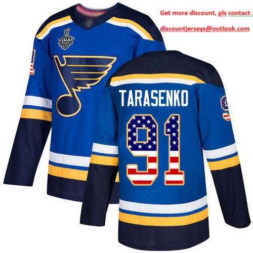 Blues #91 Vladimir Tarasenko Blue Home Authentic USA Flag Stanley Cup Final Bound Stitched Youth Hockey Jersey