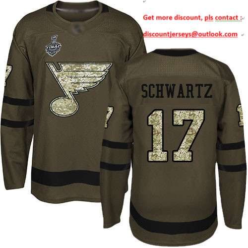Blues #17 Jaden Schwartz Green Salute to Service Stanley Cup Final Bound Stitched Youth Hockey Jersey Blues #17 Jaden Schwartz Green Salute to Service Stanley Cup Final Bound Stitched Youth Hockey Jersey
