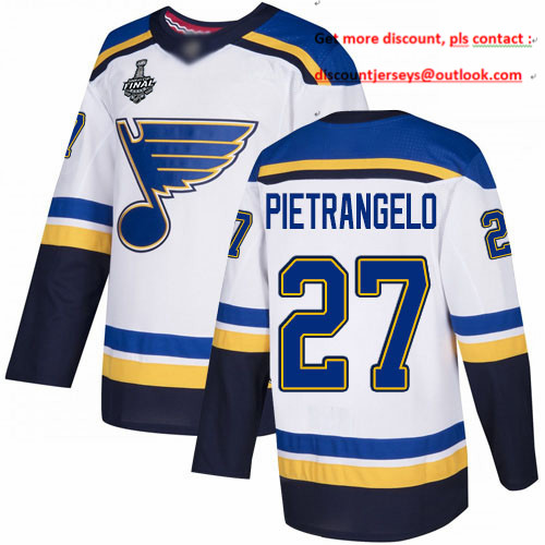 Blues #27 Alex Pietrangelo White Road Authentic Stanley Cup Final Bound Stitched Youth Hockey Jersey Blues #27 Alex Pietrangelo White Road Authentic Stanley Cup Final Bound Stitched Youth Hockey Jersey