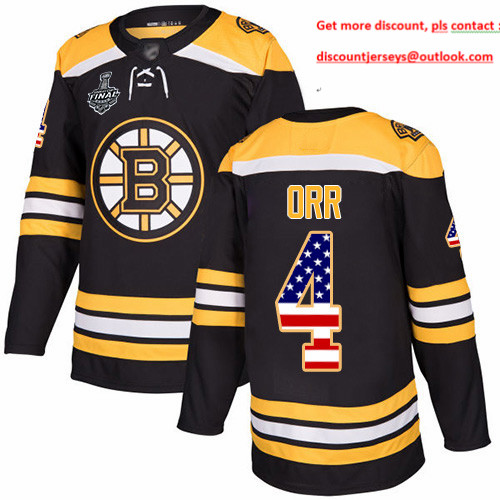 Bruins #4 Bobby Orr Black Home Authentic USA Flag Stanley Cup Final Bound Youth Stitched Hockey Jersey