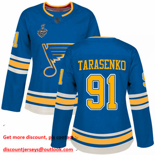 Blues #91 Vladimir Tarasenko Blue Alternate Authentic Stanley Cup Final Bound Women's Stitched Hockey Jersey