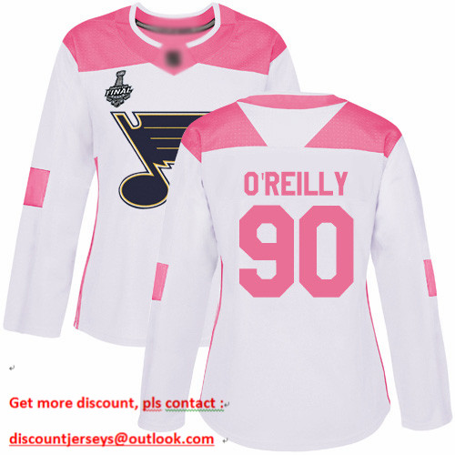 Blues #90 Ryan O'Reilly White Pink Authentic Fashion Stanley Cup Final Bound Women's Stitched Hockey Jersey