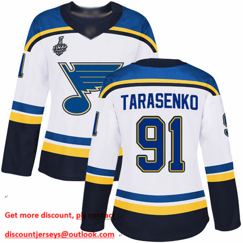 Blues #91 Vladimir Tarasenko White Road Authentic Stanley Cup Final Bound Women's Stitched Hockey Jersey