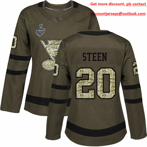 Blues #20 Alexander Steen Green Salute to Service Stanley Cup Final Bound Women's Stitched Hockey Jersey