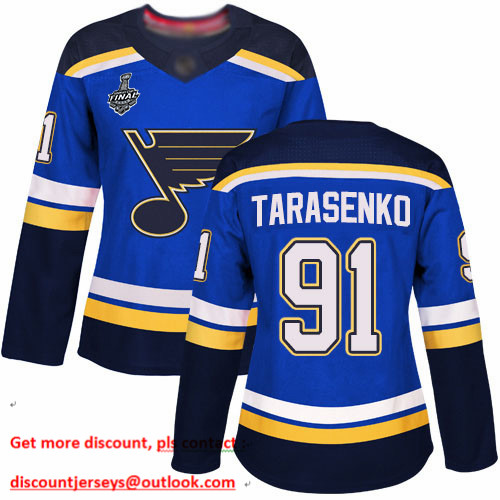 Blues #91 Vladimir Tarasenko Blue Home Authentic Stanley Cup Final Bound Women's Stitched Hockey Jersey