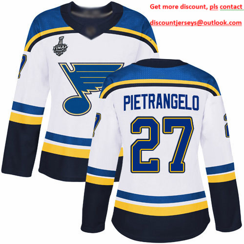Blues #27 Alex Pietrangelo White Road Authentic Stanley Cup Final Bound Women's Stitched Hockey Jersey