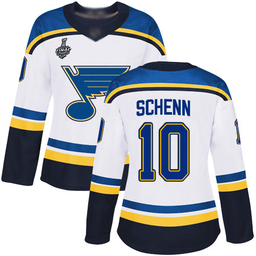Blues #10 Brayden Schenn White Road Authentic Stanley Cup Final Bound Women's Stitched Hockey Jersey