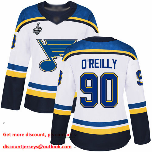 Blues #90 Ryan O'Reilly White Road Authentic Stanley Cup Final Bound Women's Stitched Hockey Jersey Blues #90 Ryan O'Reilly White Road Authentic Stanley Cup Final Bound Women's Stitched Hockey Jersey