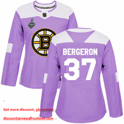 Bruins #37 Patrice Bergeron Purple Authentic Fights Cancer Stanley Cup Final Bound Women's Stitched Hockey Jersey