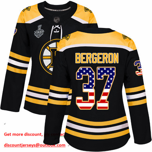 Bruins #37 Patrice Bergeron Black Home Authentic USA Flag Stanley Cup Final Bound Women's Stitched Hockey Jersey Bruins #37 Patrice Bergeron Black Home Authentic USA Flag Stanley Cup Final Bound Women's Stitched Hockey Jersey