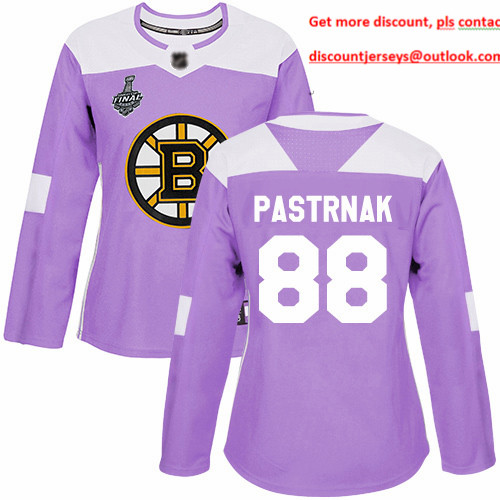 Bruins #88 David Pastrnak Purple Authentic Fights Cancer Stanley Cup Final Bound Women's Stitched Hockey Jersey
