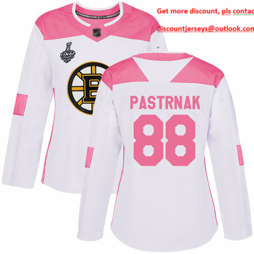 Bruins #88 David Pastrnak White Pink Authentic Fashion Stanley Cup Final Bound Women's Stitched Hockey Jersey Bruins #88 David Pastrnak White Pink Authentic Fashion Stanley Cup Final Bound Women's Stitched Hockey Jersey