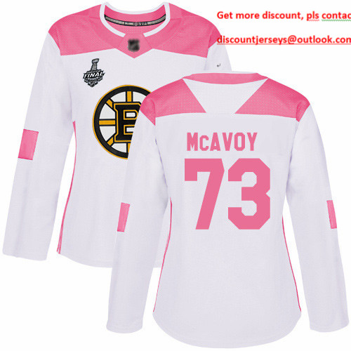 Bruins #73 Charlie McAvoy White Pink Authentic Fashion Stanley Cup Final Bound Women's Stitched Hockey Jersey Bruins #73 Charlie McAvoy White Pink Authentic Fashion Stanley Cup Final Bound Women's Stitched Hockey Jersey