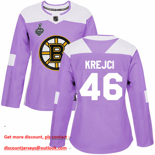 Bruins #46 David Krejci Purple Authentic Fights Cancer Stanley Cup Final Bound Women's Stitched Hockey Jersey