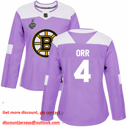 Bruins #4 Bobby Orr Purple Authentic Fights Cancer Stanley Cup Final Bound Women's Stitched Hockey Jersey